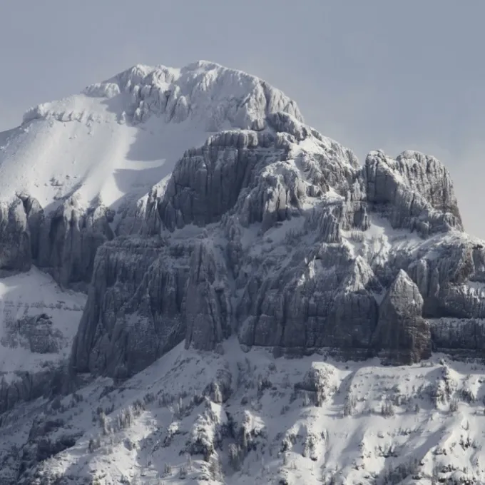 a view of a snow covered mountain